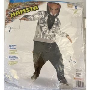 Hip Hop Hamsta Old School Adult Costume Latex Mask Polyester Jumpsuit One Size